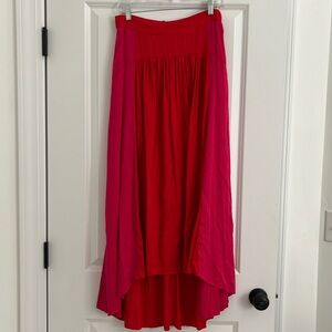 Petal & Pup: High-Low Midi Skirt - Pink and Red